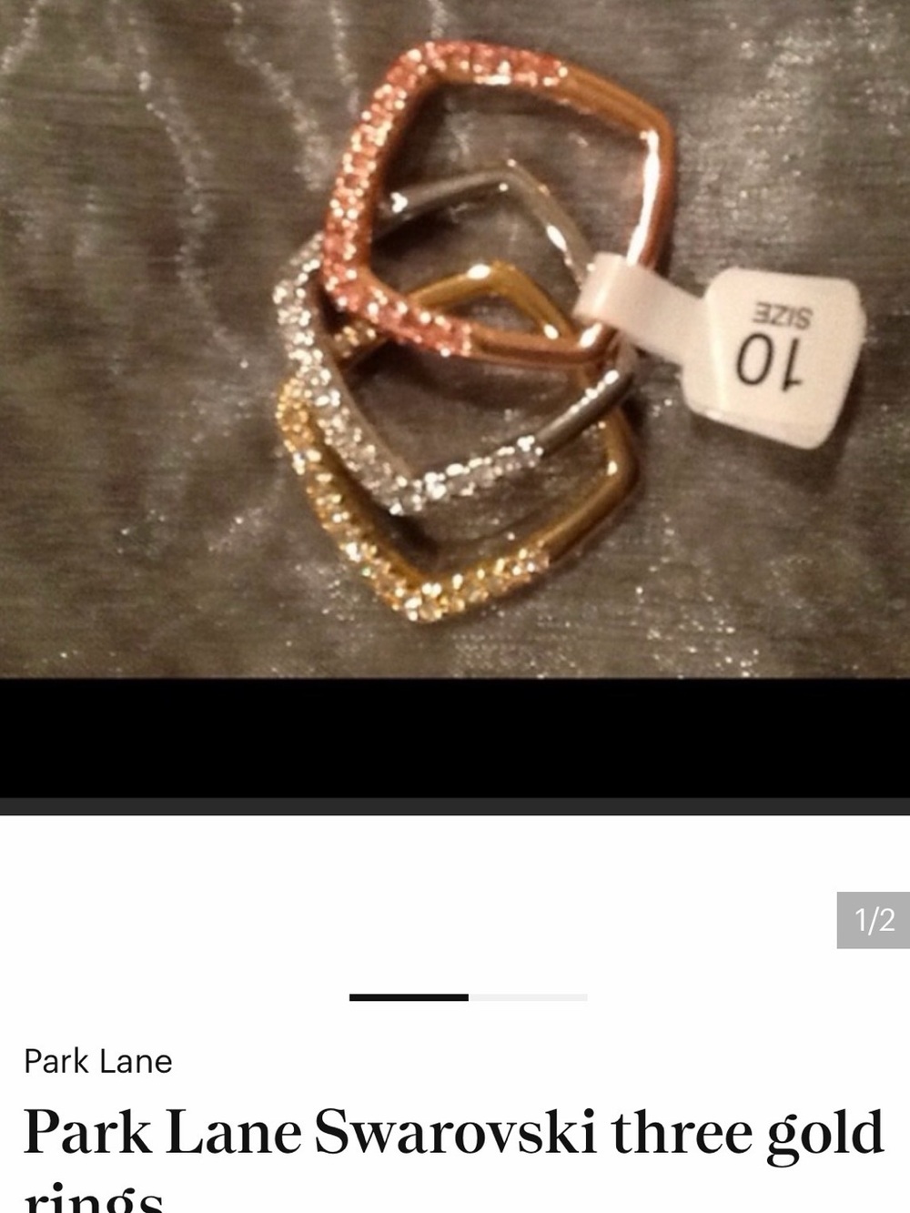 Park Lane Tri-Tone Crystal Stackable Rings — Rose Gold, Gold & Silver